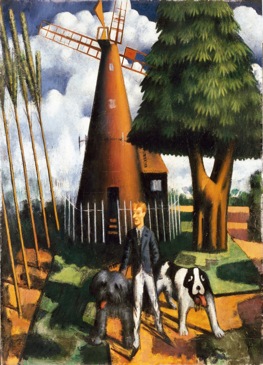 Gilbert Cannan og hans mølle, 1916 af Mark Gertler