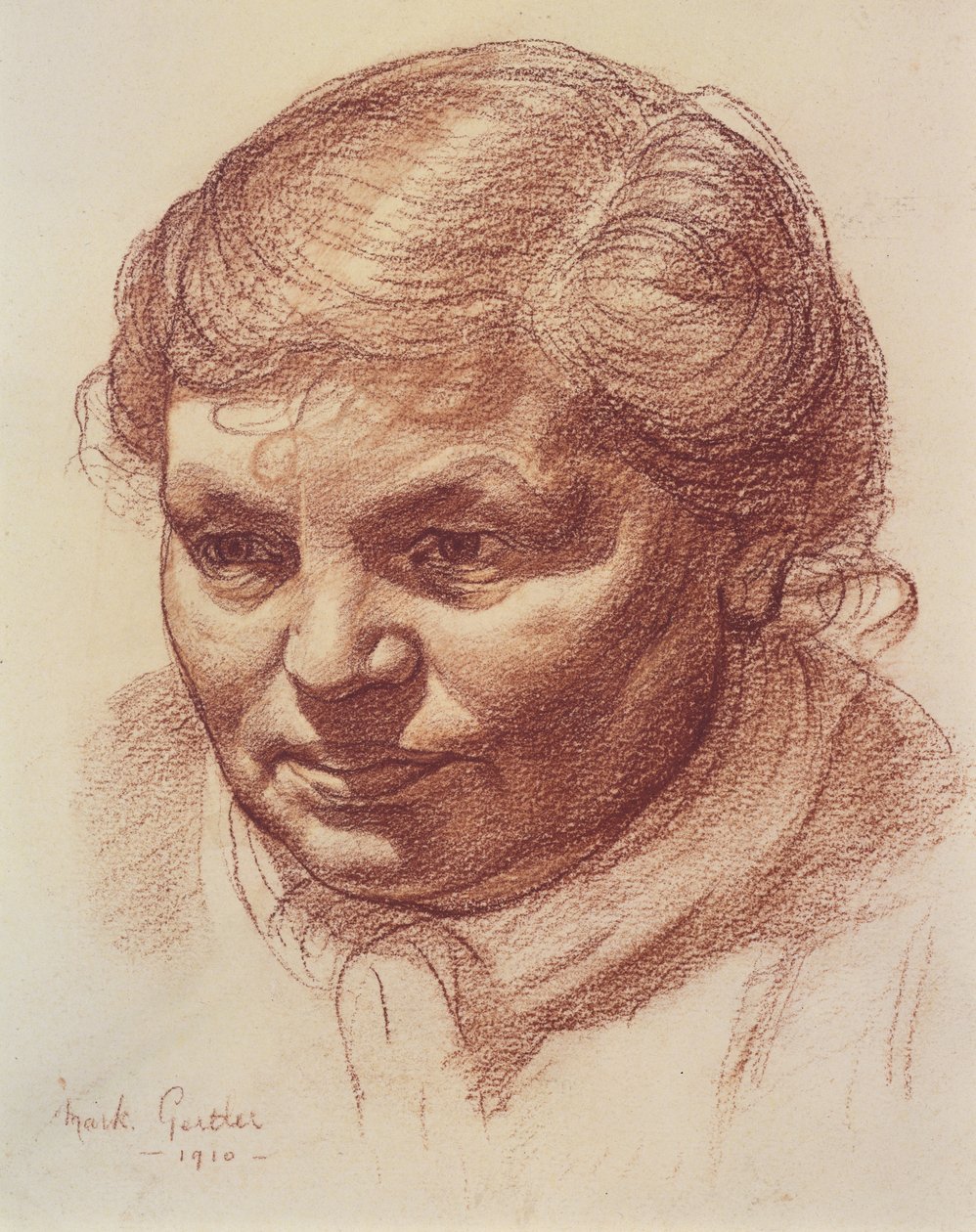 Hoved af kunstnerens mor, 1910 (sanguine på papir) af Mark Gertler
