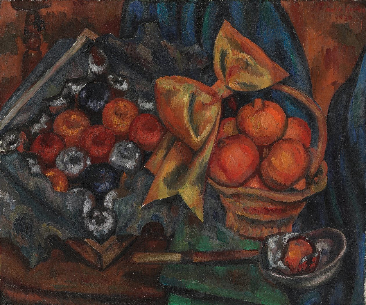Stilleben med granatæbler og frugt af Mark Gertler