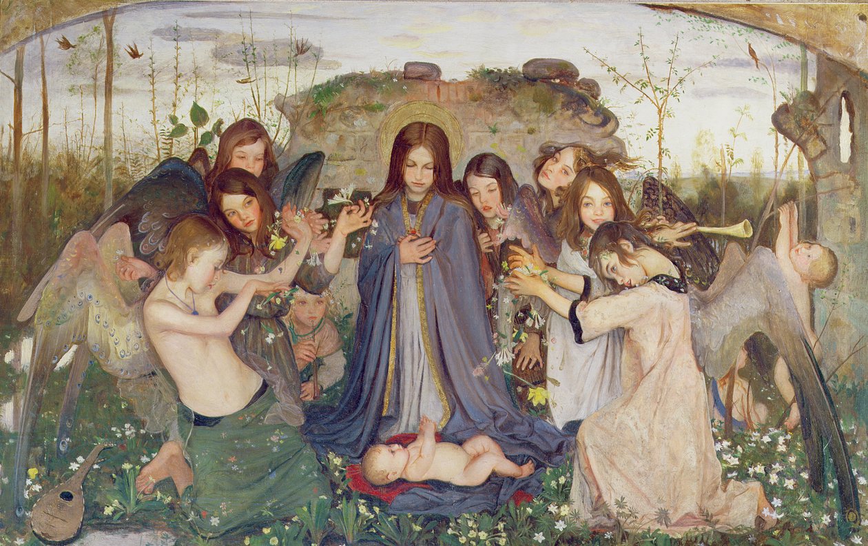Madonna og barn med engle, ca. 1925 (panel) af Mark Lancelot Symons