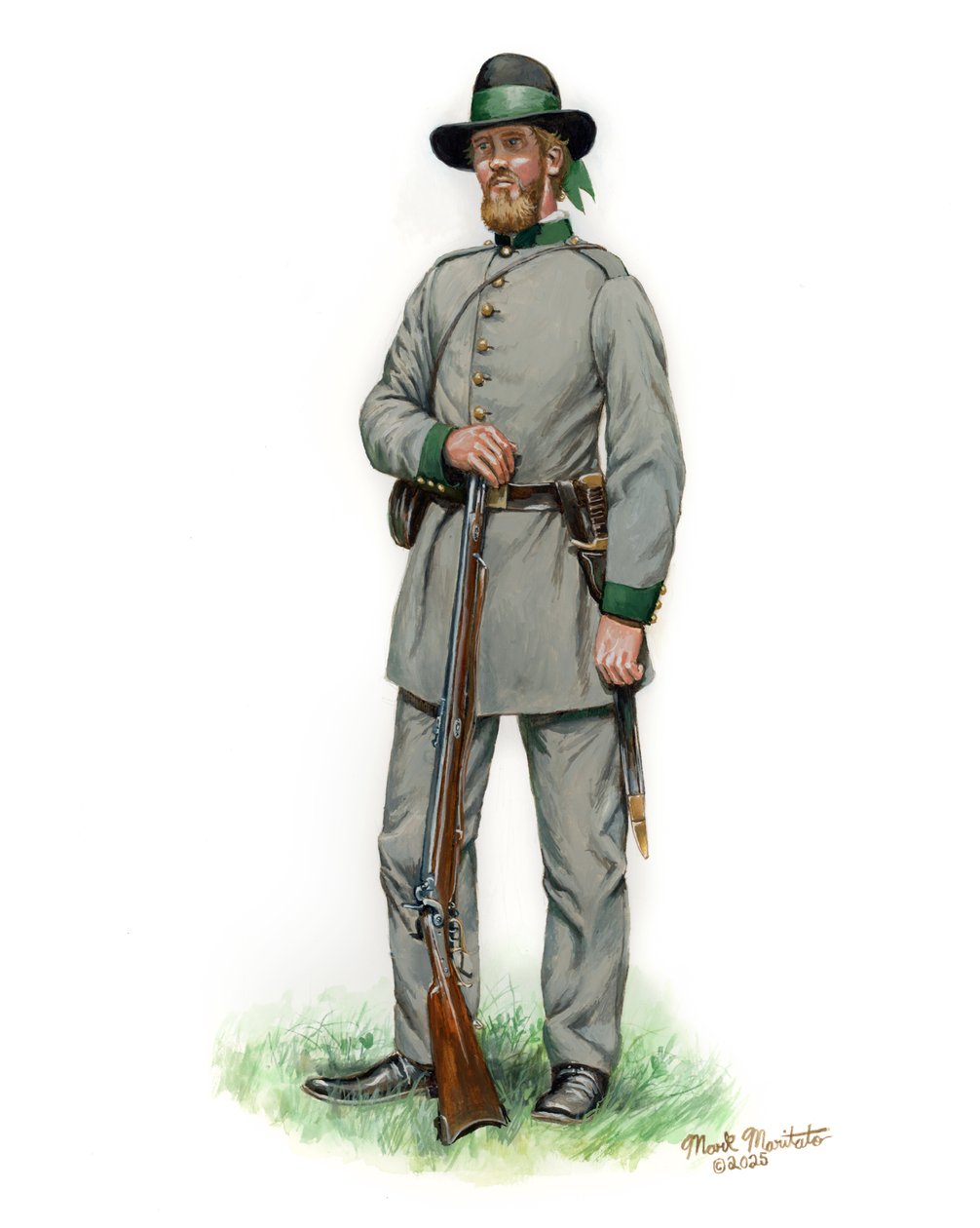 Philadelphia German Schutzen Rifle Regiment 1861, 2024 (Akvarel og gouache på Bristol) af Mark Maritato