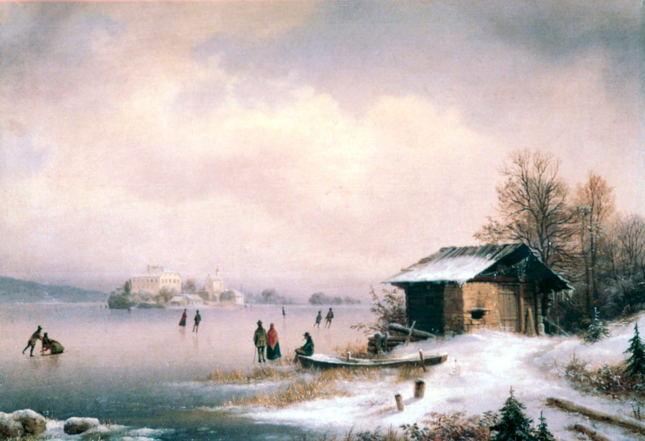 Vinterlandskab, Ljubljana, c1844-1871 af Marko Pernhart