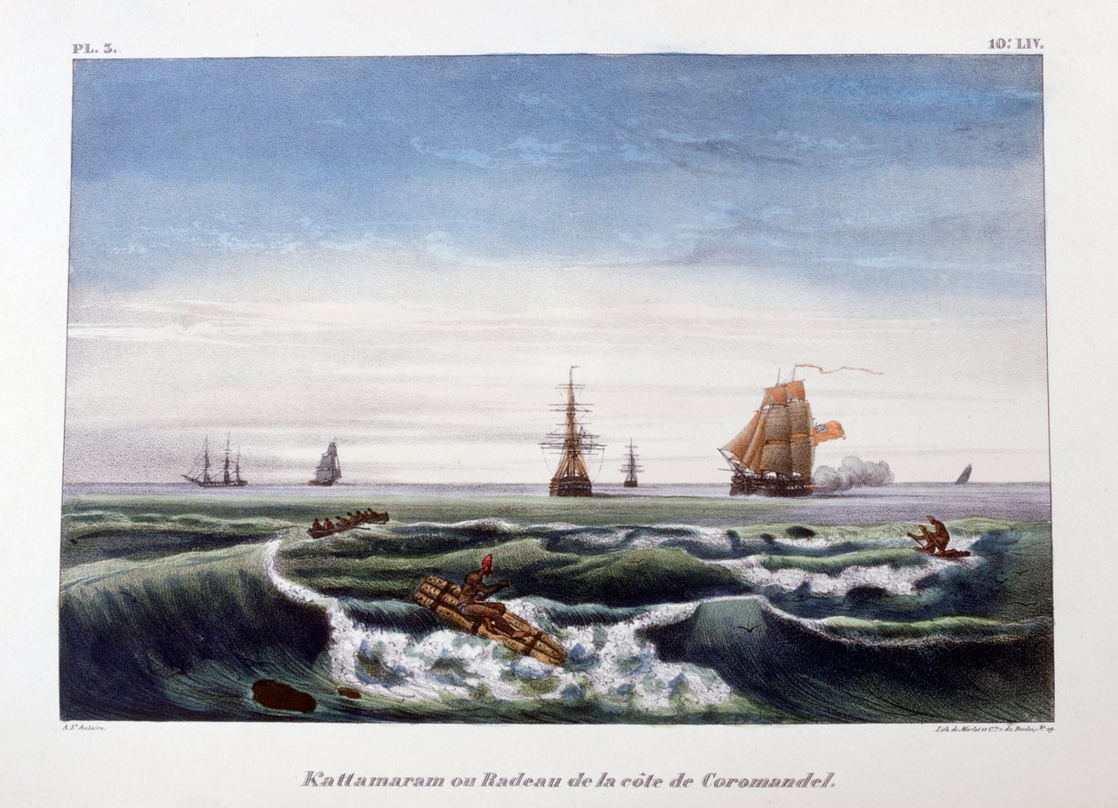 En flåde ud for Coromandel-kysten, Indien, 1828. af Marlet et Cie