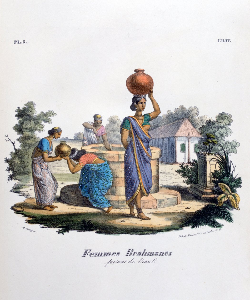 Brahminsk kvinde samler vand, 1828 af Marlet et Cie