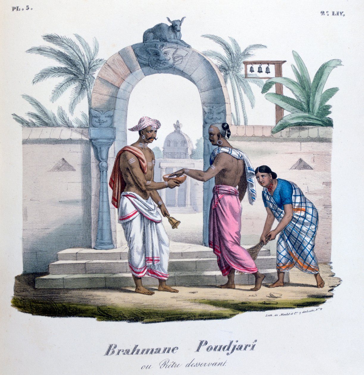 Uden for et tempel, Indien, 1828 af Marlet et Cie