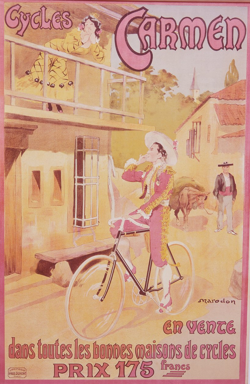 Plakat, der reklamerer for Carmen-cykler, slutningen af det 19.-begyndelsen af det 20. århundrede af Marodon