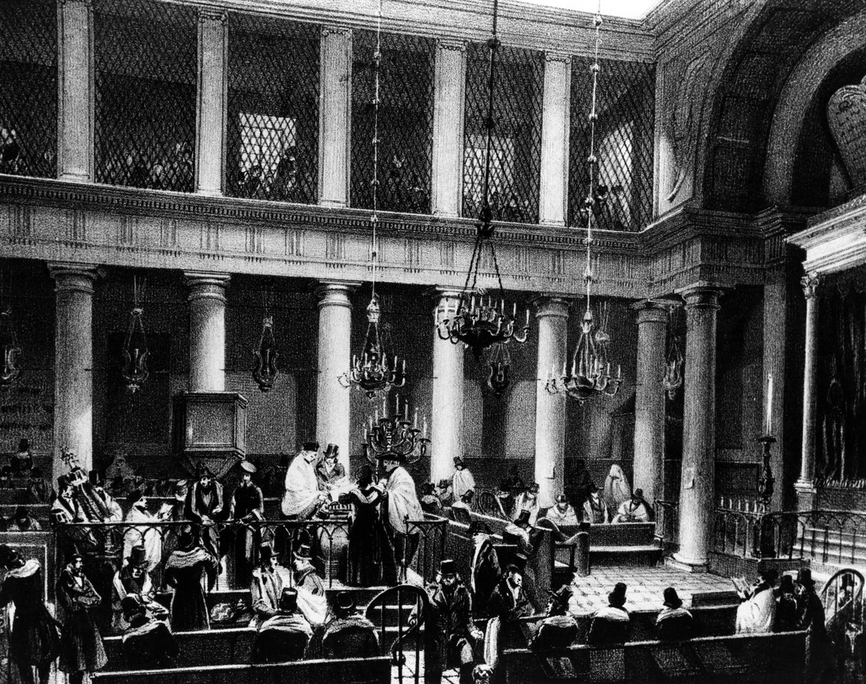 Synagogen i Paris, ca. 1845 af Marquis de Villeneuve