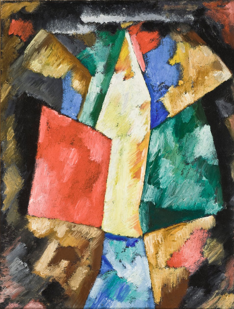 Abstraktion; Blå, gul og grøn, ca. 1913 af Marsden Hartley