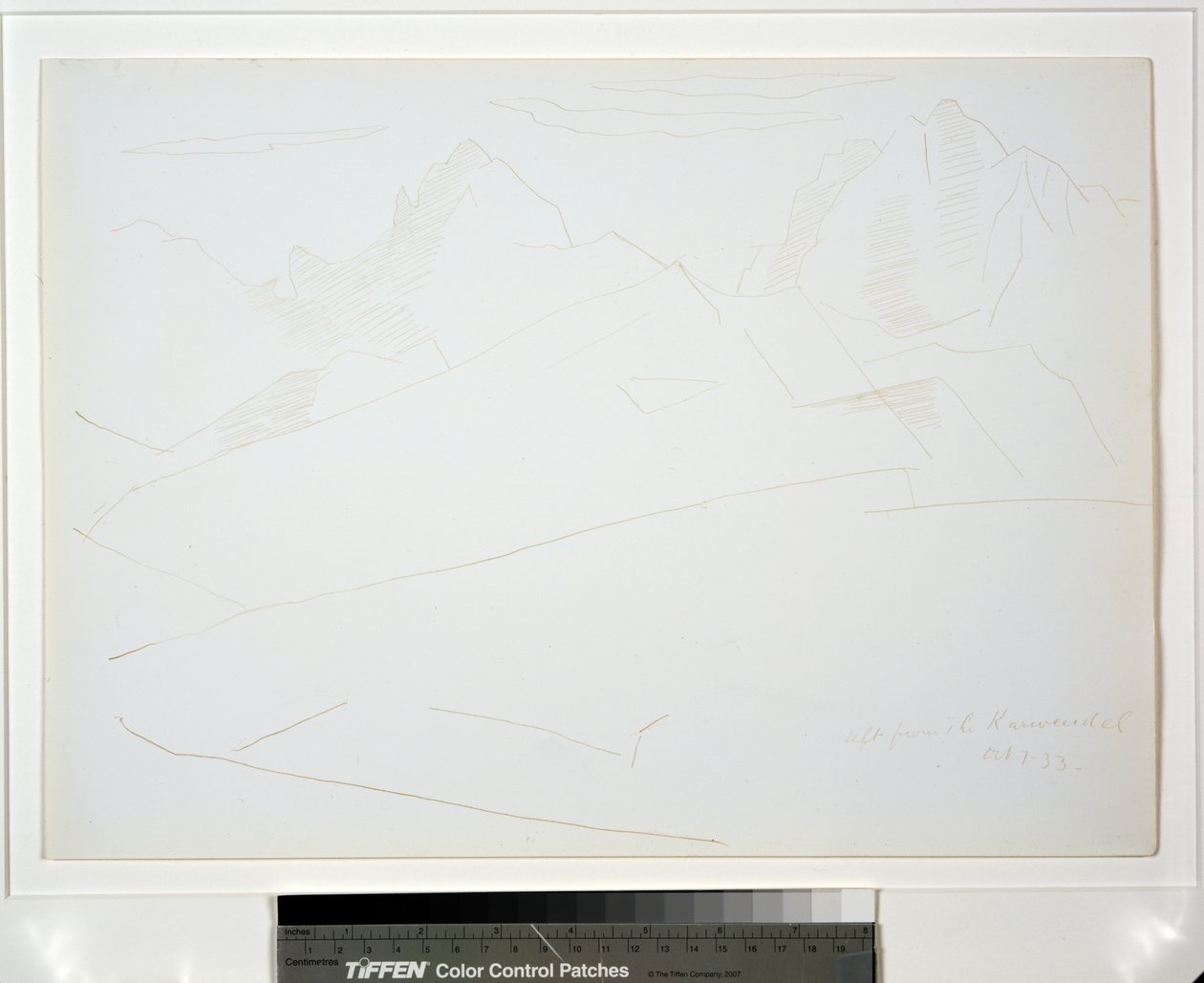 Bjerglandskab med skyer af Marsden Hartley