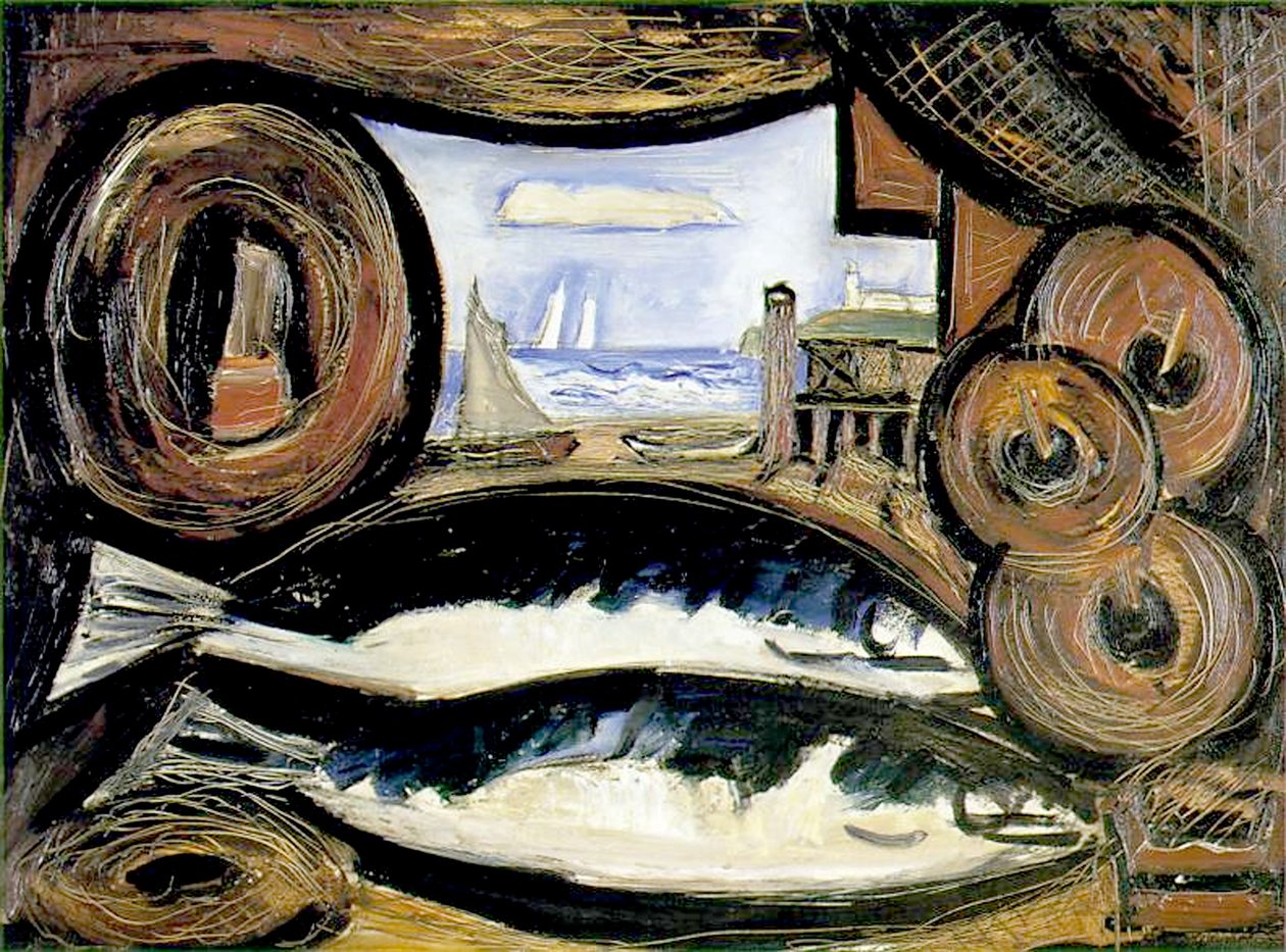 The Fish House, New England, 1934 af Marsden Hartley
