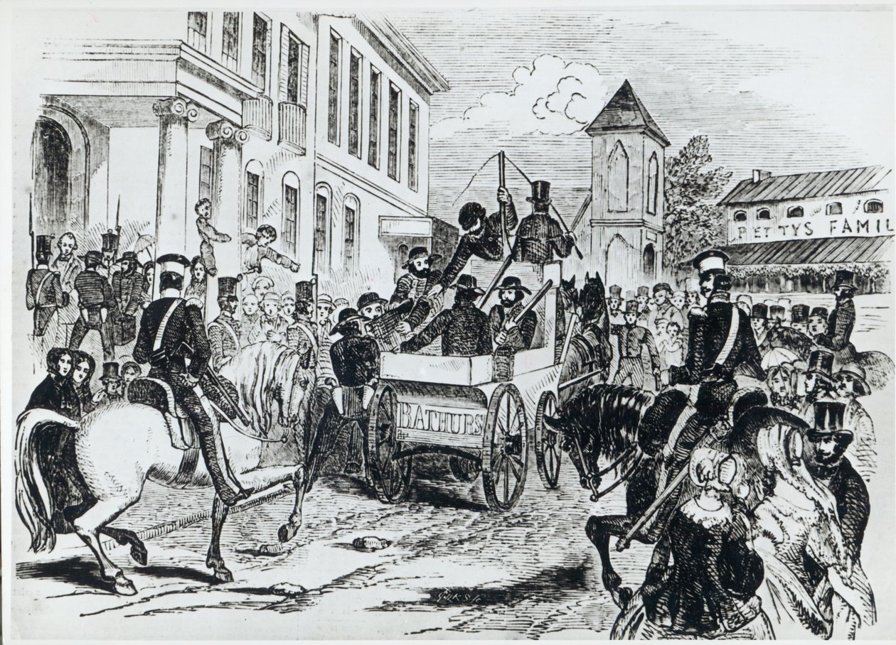 Ankomst af regeringstransporten til Colonial Treasury, Sydney, den 21. august 1851, fra 