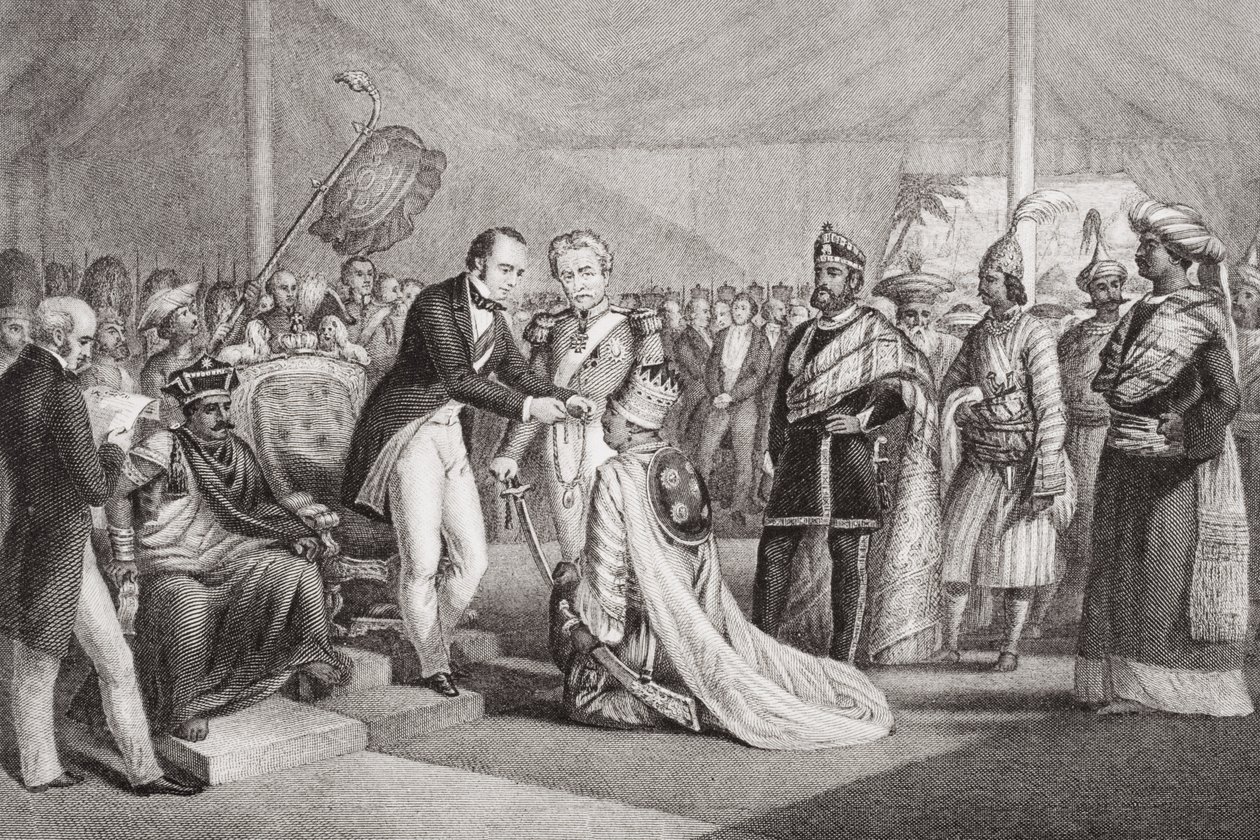 Grand Durbar ved Cawnpore efter undertrykkelsen af Sepoy-oprøret, 1858, fra `Illustrationer af engelsk og skotsk historie