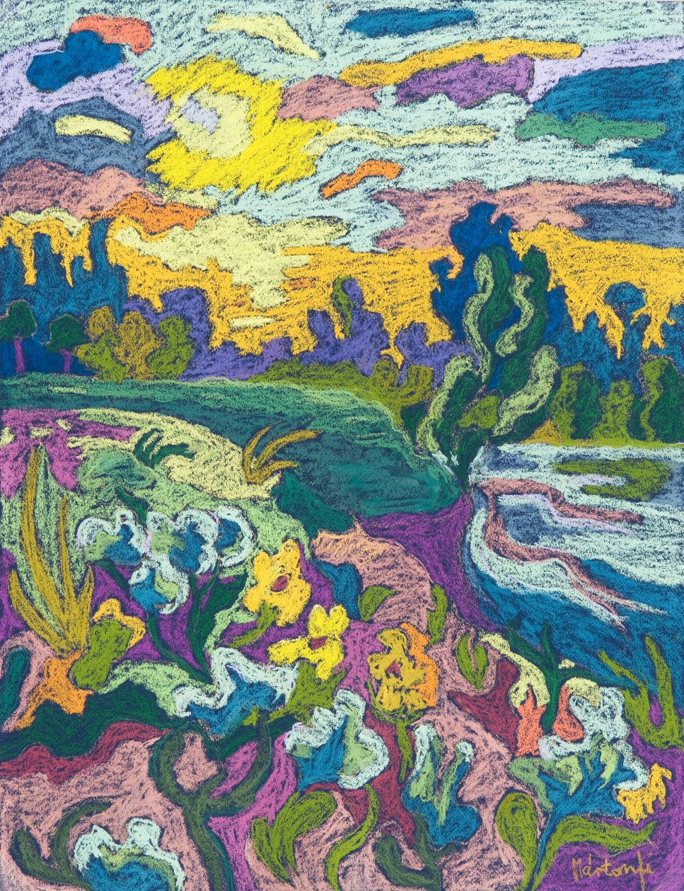 Blooming River Bank, 2009 (pastel på papir) af Marta Martonfi Benke