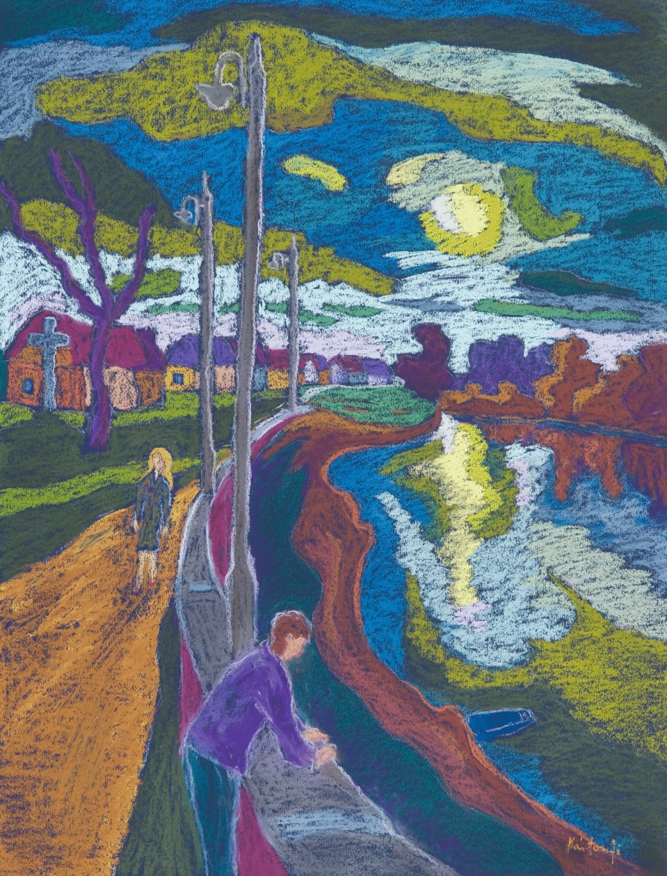 Encounter by Setting Sun, 2008 (pastel på papir) af Marta Martonfi Benke