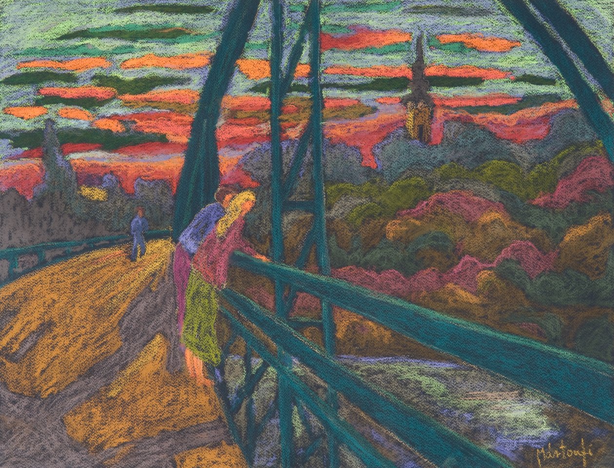 On the Bridge, 2009 (pastel på papir) af Marta Martonfi Benke