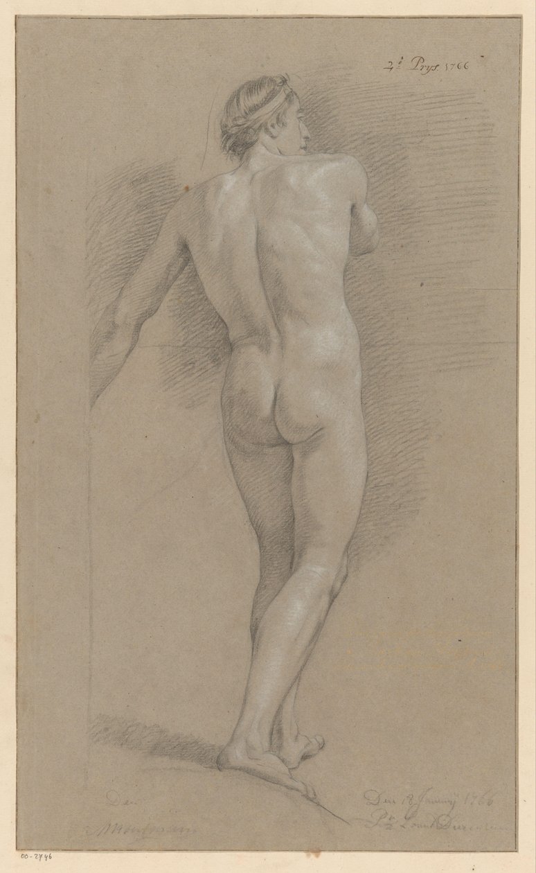 Stående nøgen mand, set bagfra (2. præmie 1766) af Marten Houtman