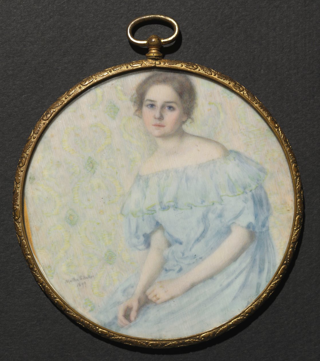The Blue Gown Portrait of Ethel Coe, 1899. af Martha S. Baker