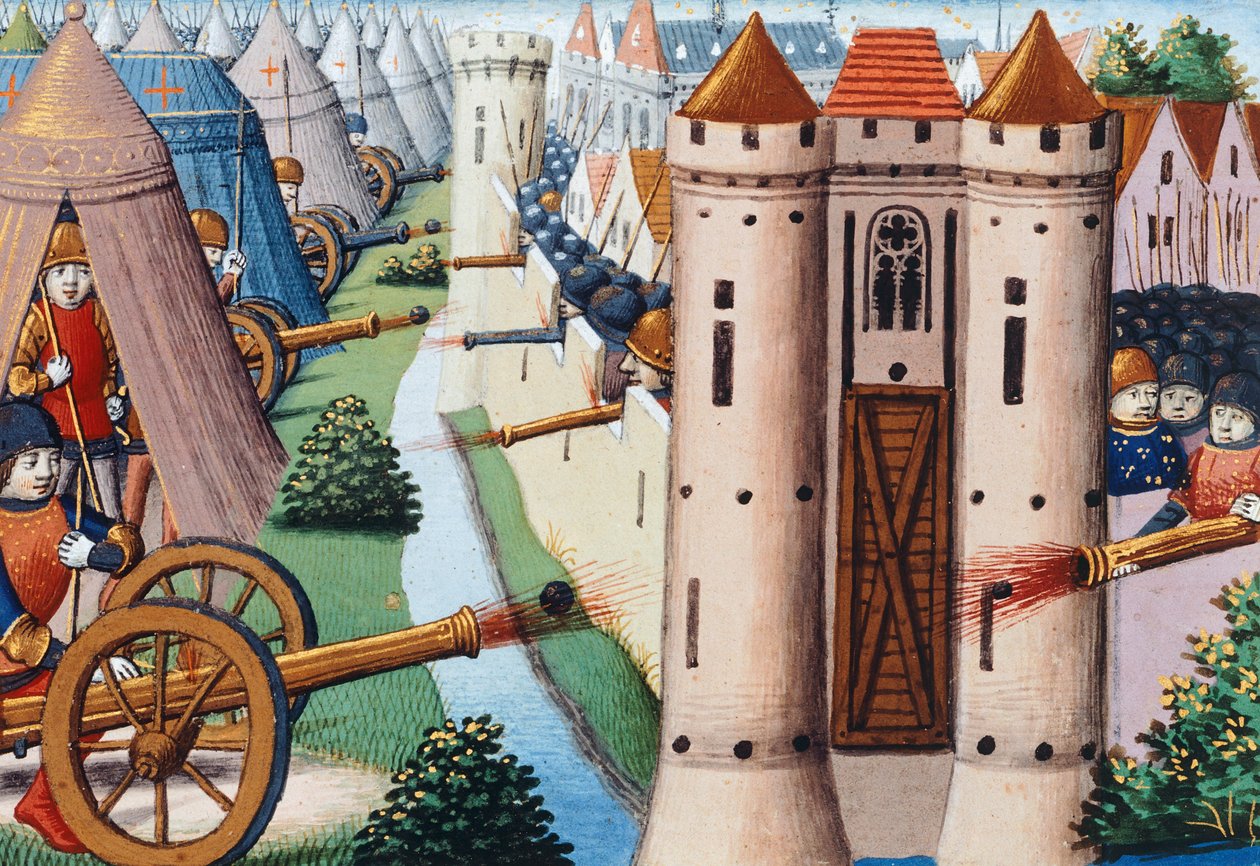 Belejringen af Rouen (juli 1418-januar 1419) 1484, folio 19v, Vigiles de Charles VII af Martial de Paris (fl.15th century)