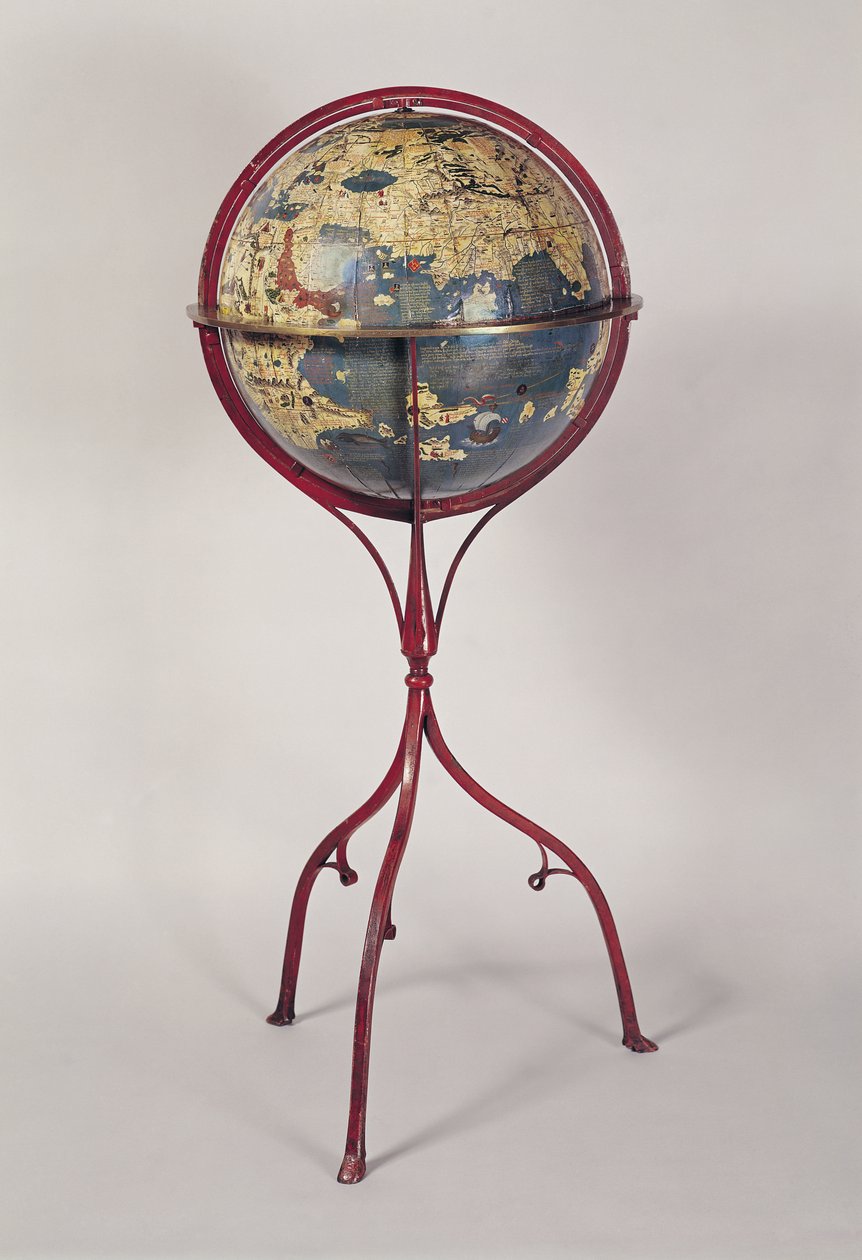 Terrestrial Globe, der viser Det Indiske Ocean, lavet i Nürnberg, 1492 (se også 158163, 158167) af Martin Behaim
