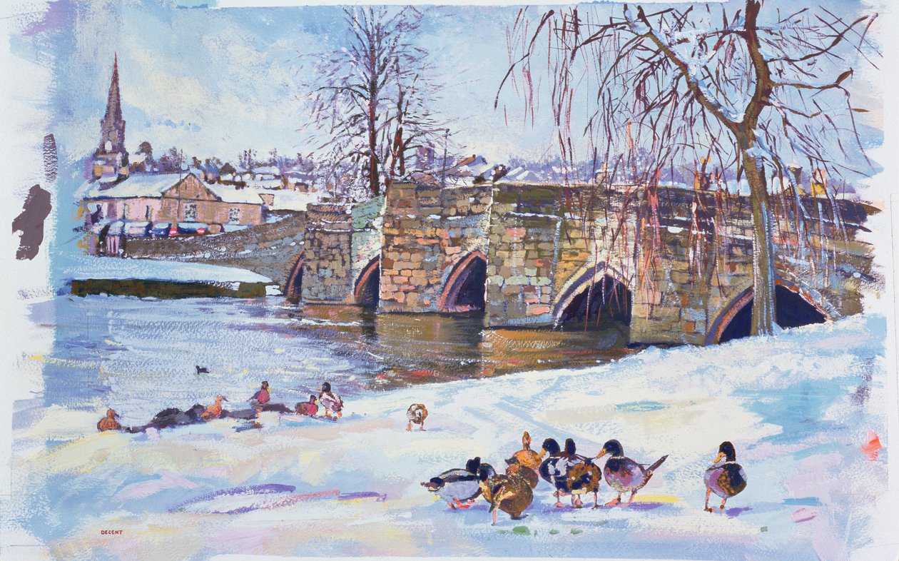 Bakewell Bridge, 1998 (gouache) af Martin Decent