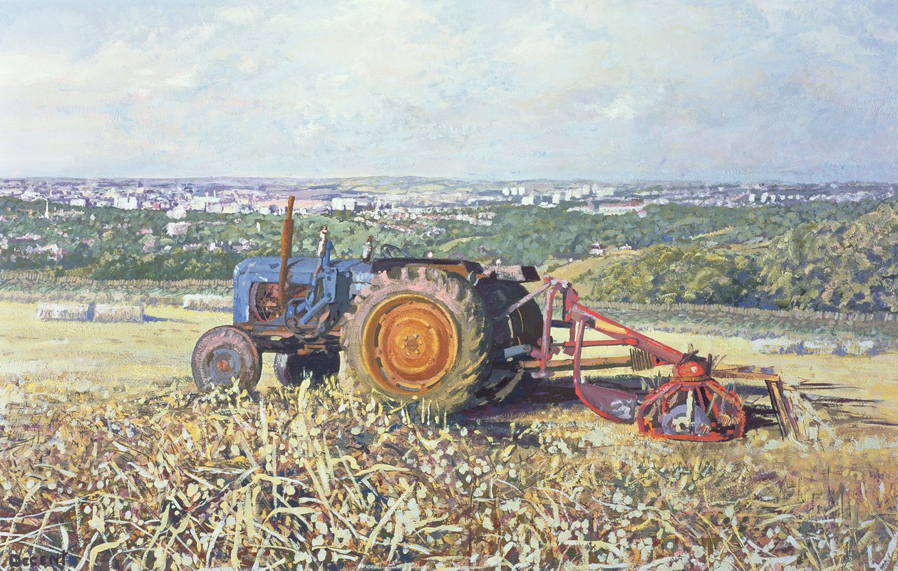 Harvesting Tractor, 1995 (gouache) af Martin Decent