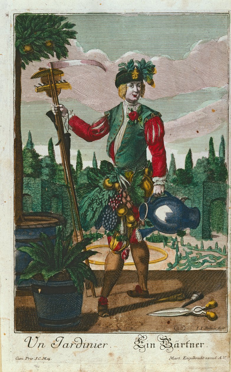 En gartner, allegorisk fremstilling, ca. 1735 af Martin Engelbrecht
