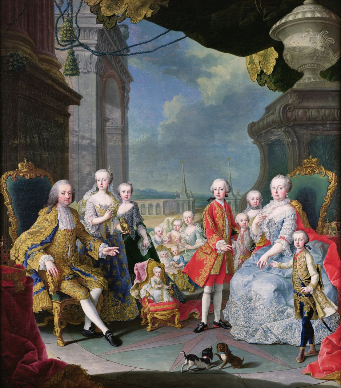 Franz Stephan I (1708-65) med sin hustru Marie-Therese (1717-80) og deres børn af Martin II Mytens or Meytens