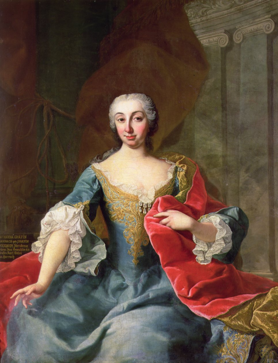 Katherina, grevinde Harrach, født grevinde Bouqnoy, hustru til grev Karl Anton von Harrach, 18. århundrede af Martin II Mytens or Meytens