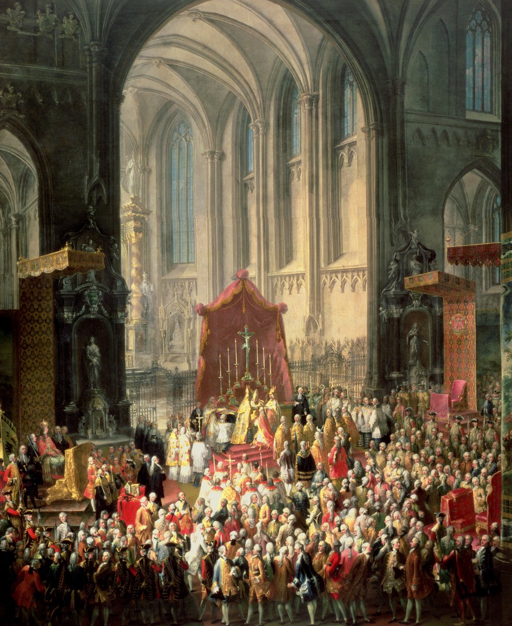 Kroningen af Joseph II (1741-90) som kejser af Tyskland i Frankfurts katedral, 1764 (for detaljer se 67403) af Martin II Mytens or Meytens