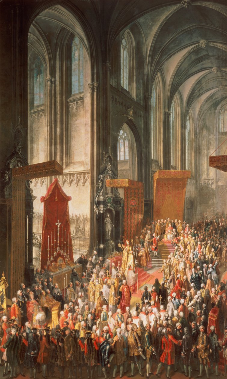 The Investiture Joseph II (1741-90) efter hans kroning som kejser af Tyskland i Frankfurts katedral, 1764 af Martin II Mytens or Meytens
