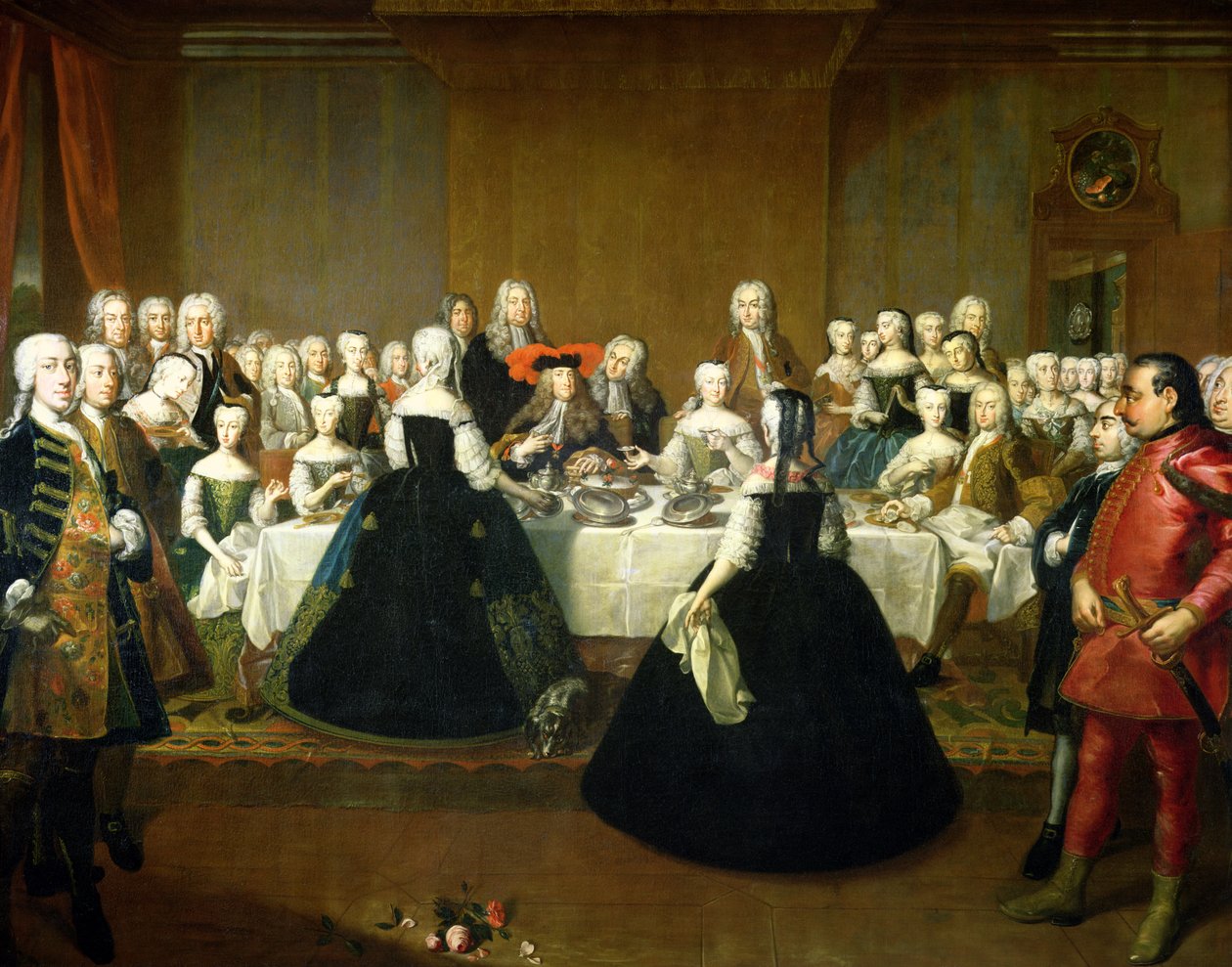 Bryllupsfrokost for kejserinde Maria Theresia af Østrig og Frans af Lorraine, senere Frans I, ca.1736 af Martin II Mytens or Meytens