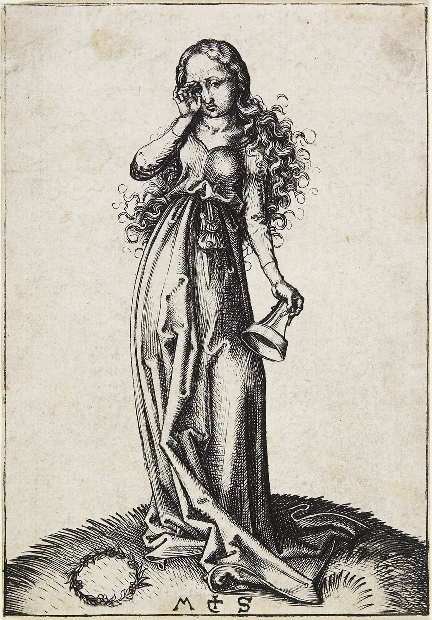 Den tredje tåbelige jomfru, ca. 1480-1488 af Martin Schongauer