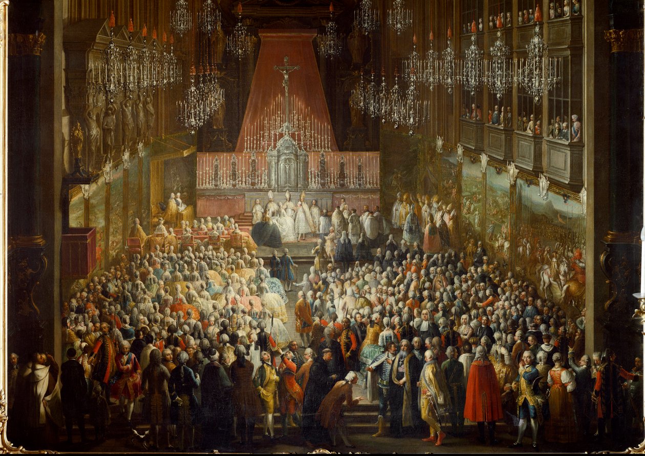 Bryllupsceremoni af prinsesse Isabella af Parma med kejser Joseph II, den 06/10/1760. Detalje (maleri) af Martin (and studio) Mytens or Meytens