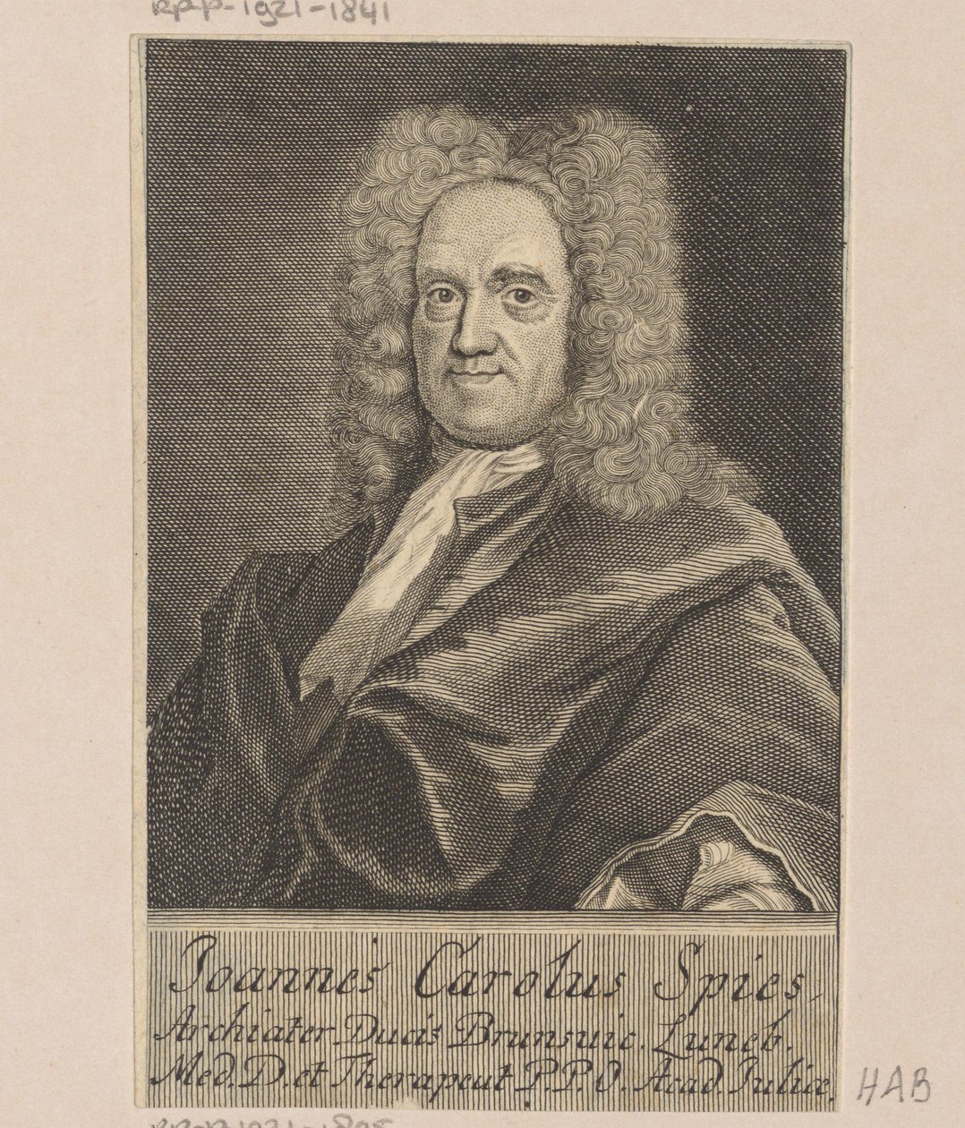 Portræt af Johann Carl Spies af Martin Bernigeroth