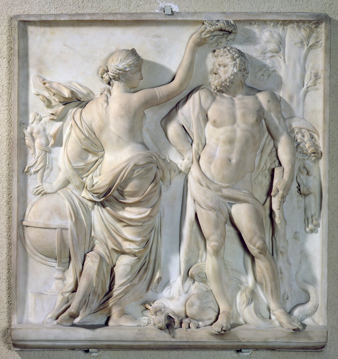 Herkules kronet af herlighed, 1671 (marmor) af Martin Desjardins