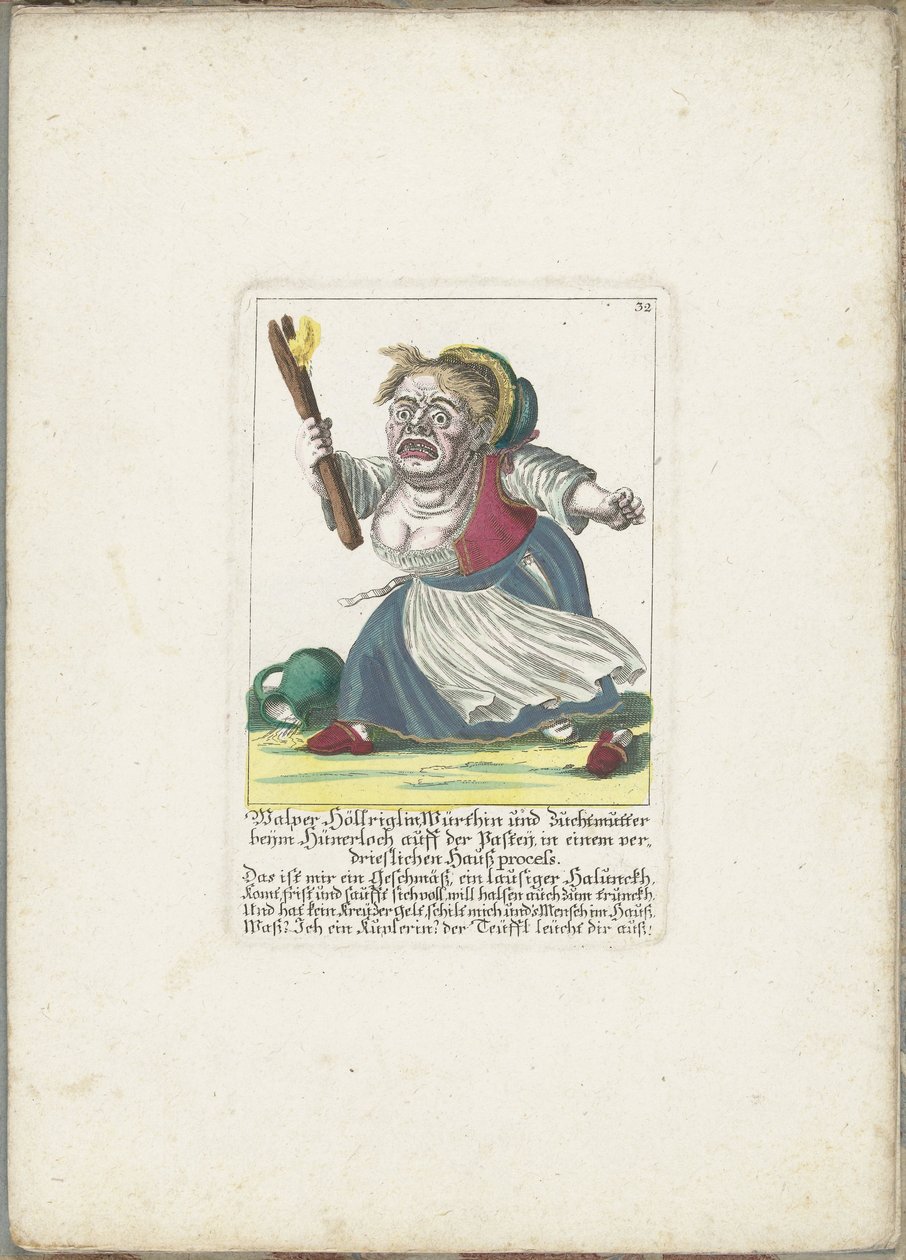 De dwerg Malper Höllriglin as waardin, ca. 1710 Malper Höllriglin Würthin og avlsmoder ved Hünerloch auff der Pasteij, i en ærgerlig indenlandsk retssag (titel på objekt) Il Callotto resurcitato eller nyindrettet lille kabinet (serietitel af Martin Engelbrecht (attributed to)