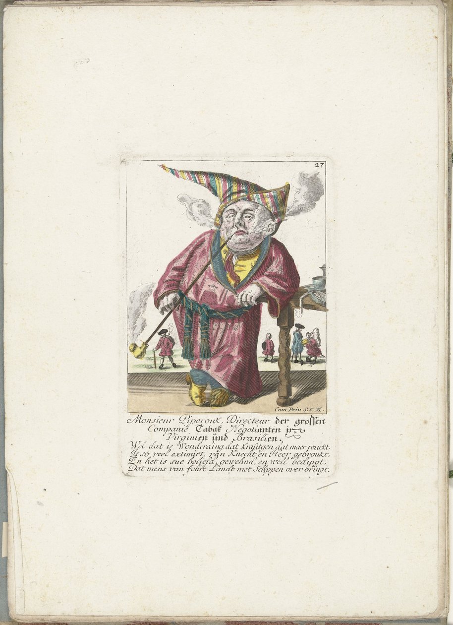 De dwerg Piperouk som direktør for et tobakshandlerfirma omkring 1710 Monsieur Piperouk, direktør for det store selskab Tabak Negotianten i Virginia og Brasilien (titel på objekt) Il Callotto resurcitato eller nyindrettet lille kabinet (serietitel af Martin Engelbrecht (attributed to)