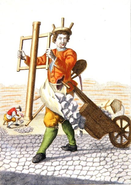 En brolægger (farve litho) af Martin Engelbrecht