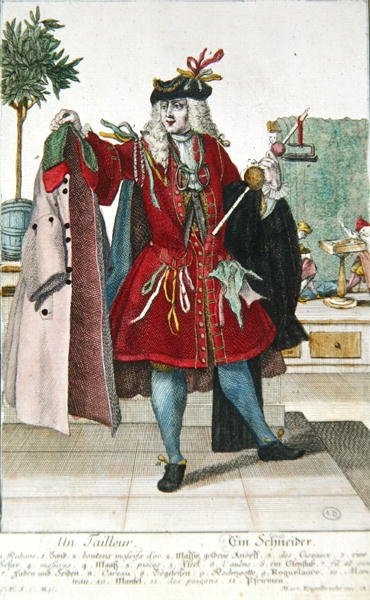 Skrædderen, ca. 1735 (farvestik) af Martin Engelbrecht