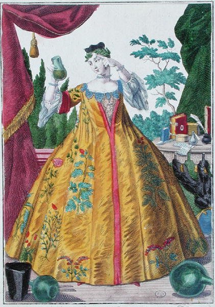 The Wife of the Doctor, ca. 1735 (farvet gravering) af Martin Engelbrecht
