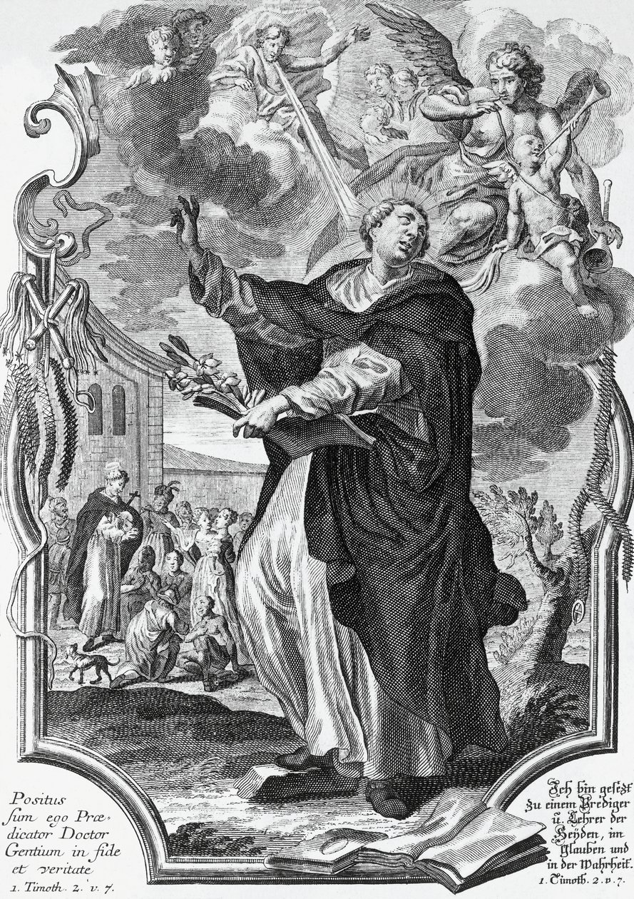 Vincent Ferrer (1350-1419), spansk dominikaner, gravering af Martin Engelbrecht (1684-1756) af Martin Engelbrecht
