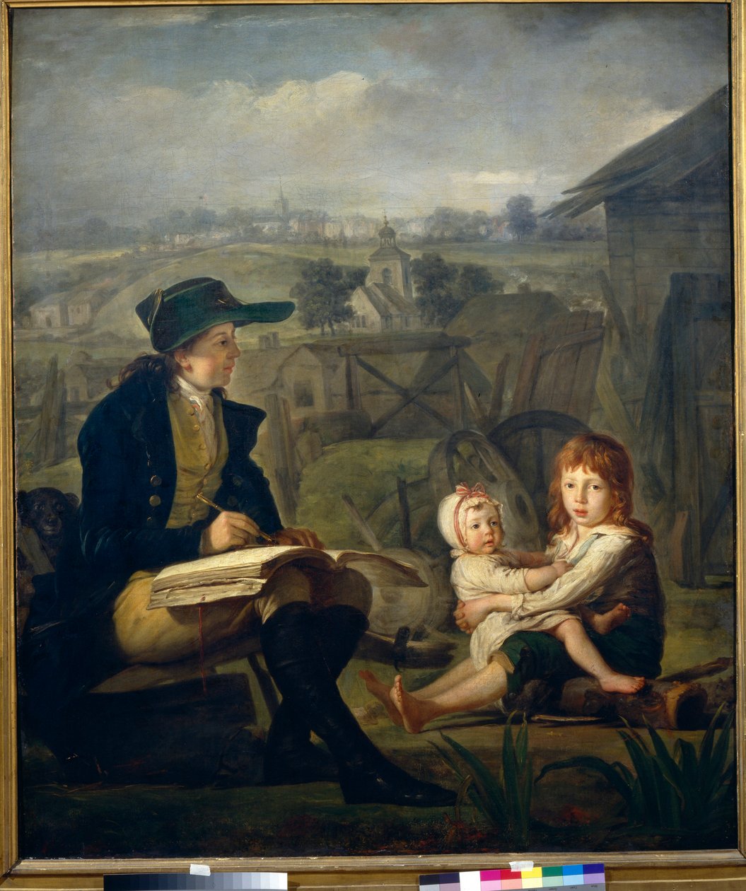 Werther dessine des enfants, illustration du roman ""Den unge Werthers sorger"" (Les Souffrances du jeune Werther) af Johann Wolfgang von Goethe (1749-1832) - Werther tegner børn - Olie på lærred af Martin Ferdinand Quadal (1736-1808) ) af Martin Ferdinand Quadal