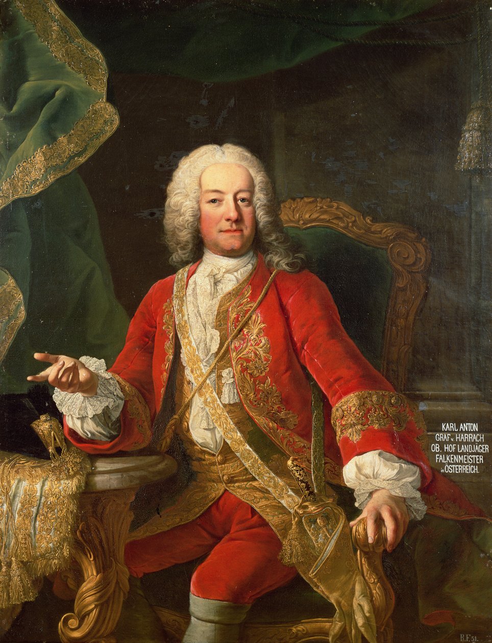 Grev Carl Anton von Harrach, Falkonermester og lordløjtnant af Østrig af Martin II Mytens or Meytens