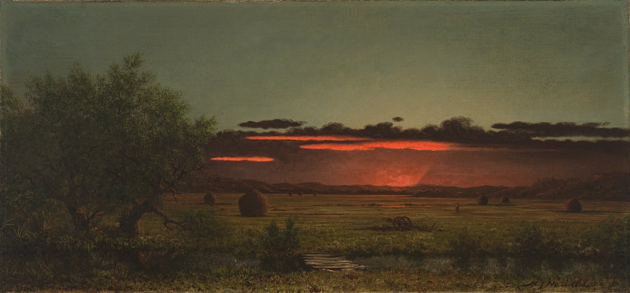 Enge i New Jersey ved solnedgang af Martin Johnson Heade