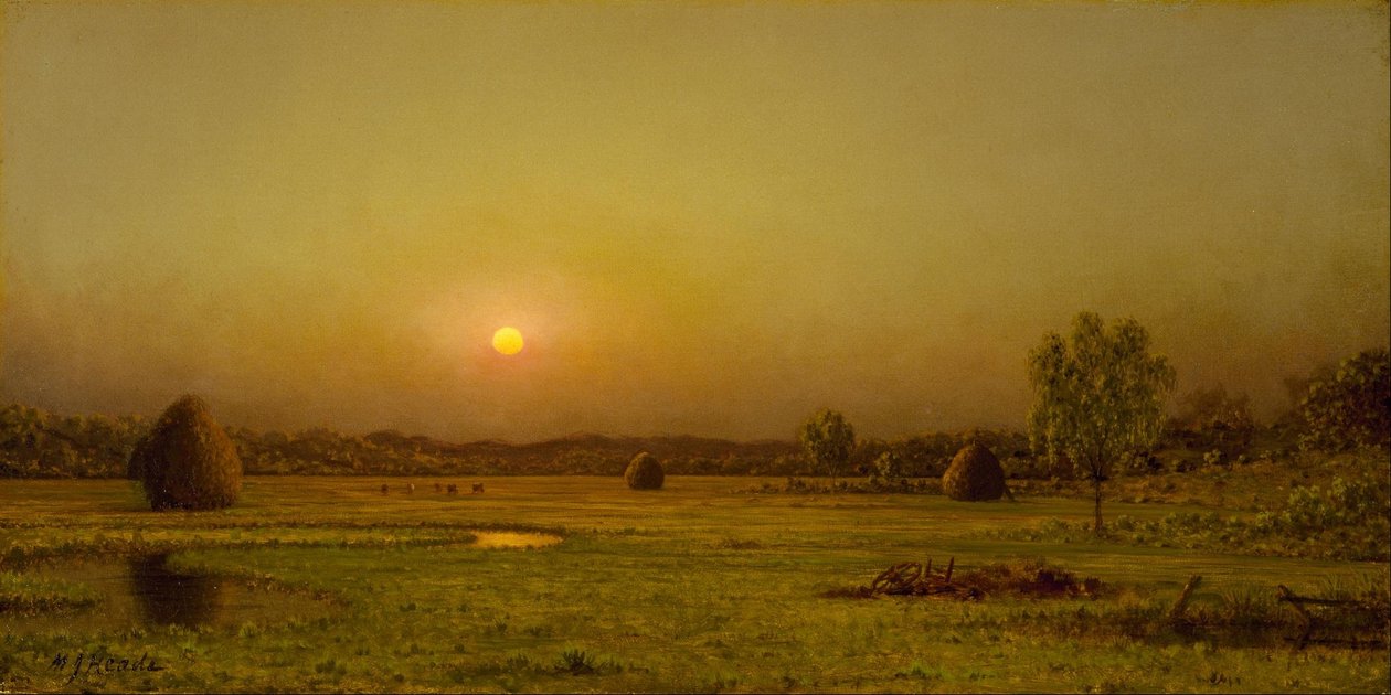 Solnedgang over marsken, Newburyport, Massachusetts af Martin Johnson Heade