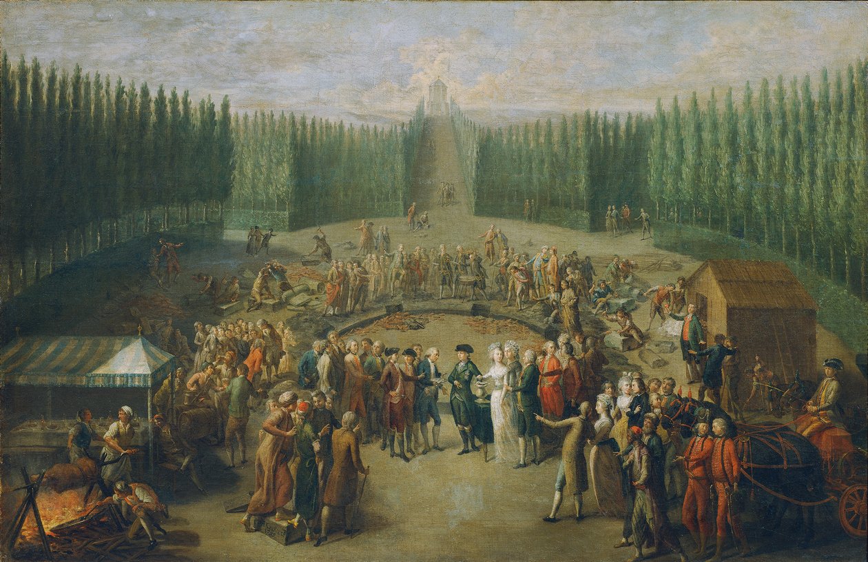 Lægning af grundsten til Temple of Concordia i Laxenburg af Martin Knoller