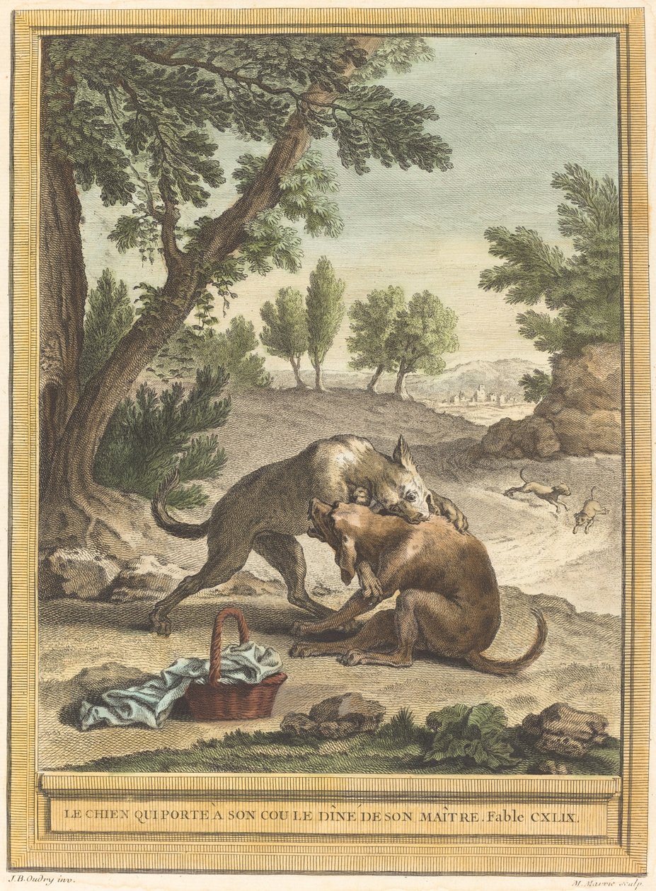 Hunden, der bærer sin herres nadver om halsen af Martin Marvie after Jean Baptiste Oudry