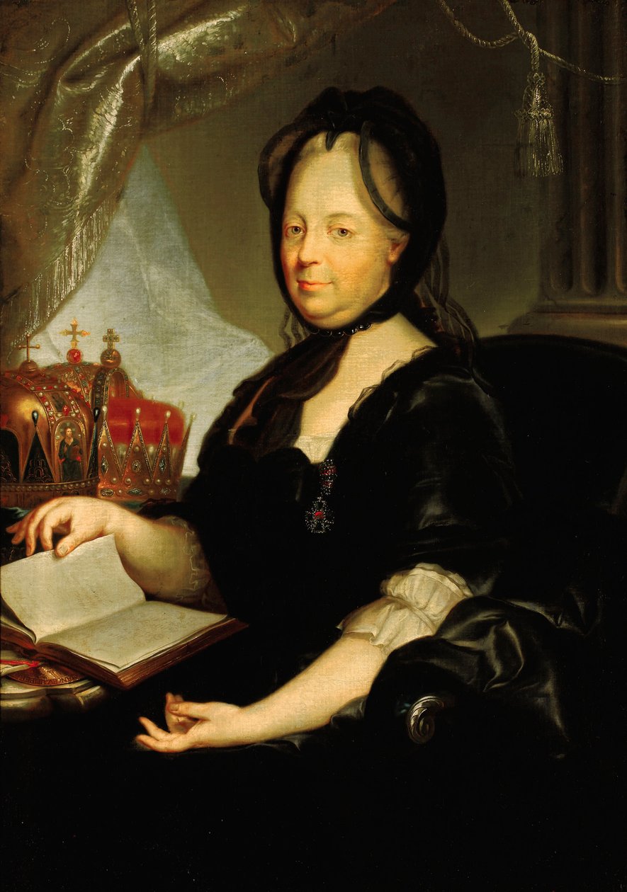 Portræt af Catherine II (1729-1796) i sorg. Maleri af Martin van Meytens (1695-1770), olie på lærred, ca. 1760 (81,9 x 113,7 cm). hollandsk kunst af Martin Meytens the Younger