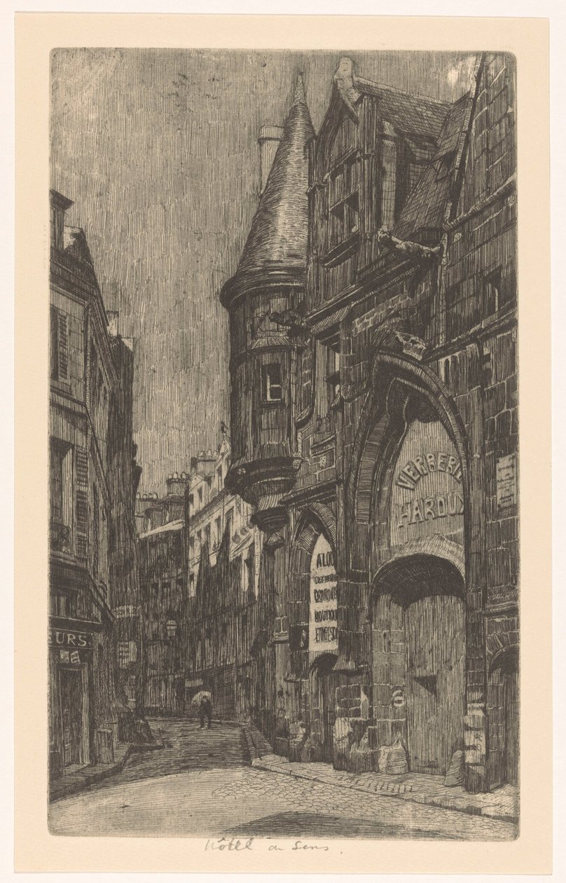 Gadeudsigt med Hôtel de Sens i Paris af Martin Monnickendam