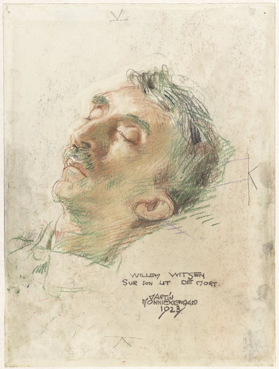 Willem Witsen på sit dødsleje Willem Witsen sur son lit de mort (titel på objekt) af Martin Monnickendam